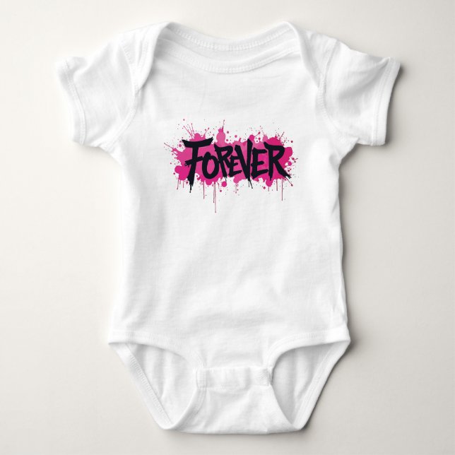Graffiti Hot Pink "FOREVER" Baby Bodysuit (Front)
