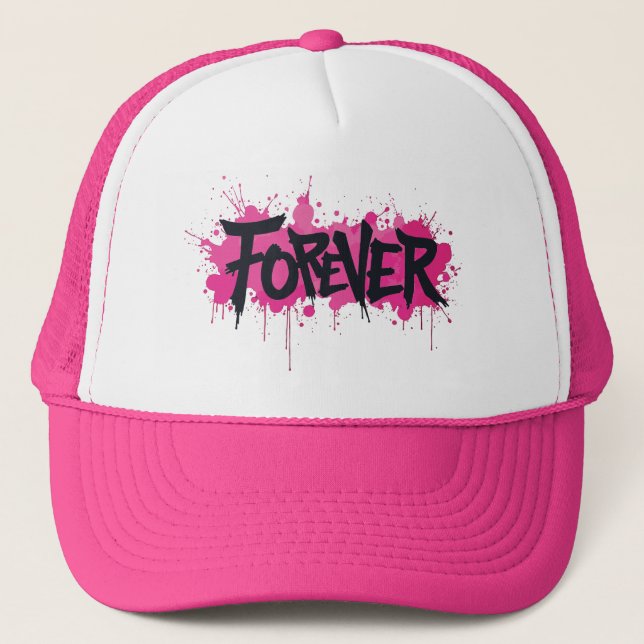 Graffiti Hot Pink "FOREVER" Trucker Hat (Front)