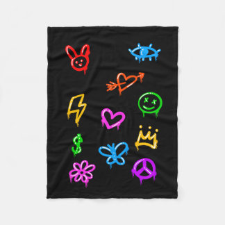 Graffiti Icon Patterned Fleece Blanket
