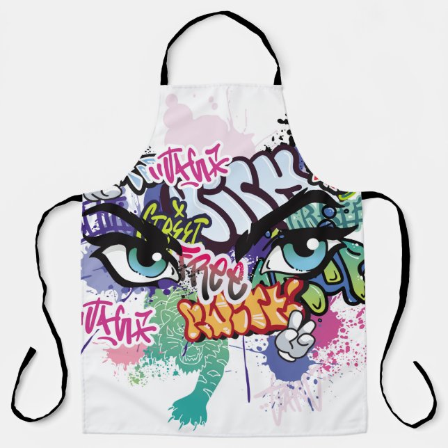 Graffiti illustration with street graffiti letters apron (Front)