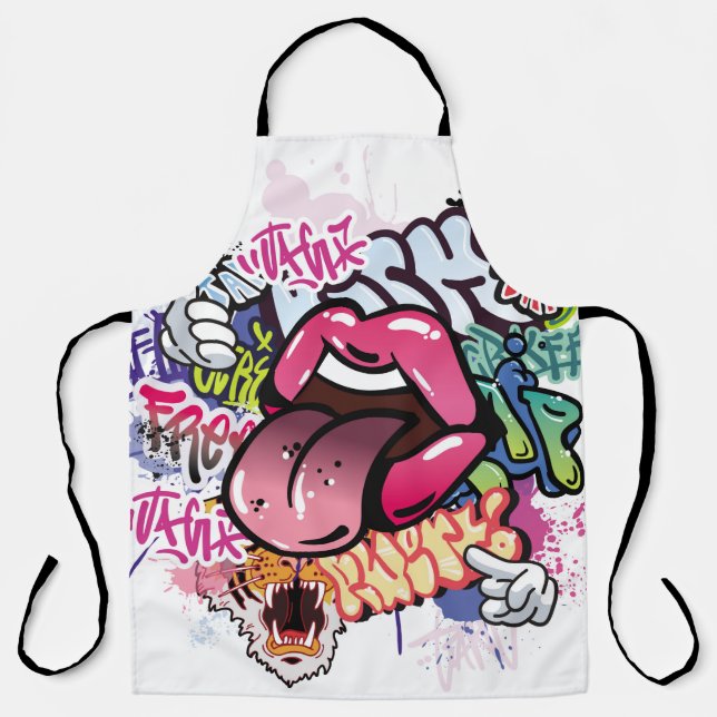 Graffiti illustration with street graffiti letters apron (Front)