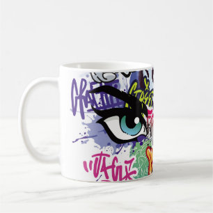 Graffiti illustration with street graffiti letters coffee mug