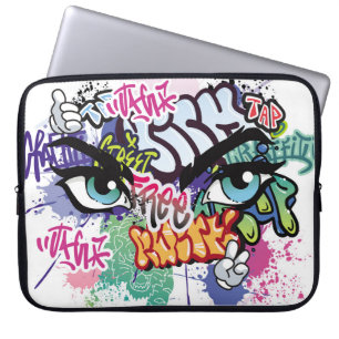 Graffiti illustration with street graffiti letters laptop sleeve