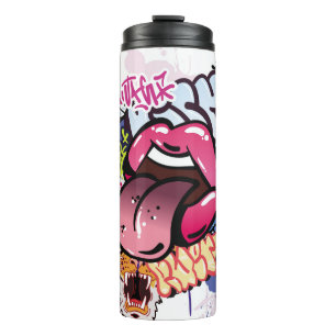 Graffiti illustration with street graffiti letters thermal tumbler