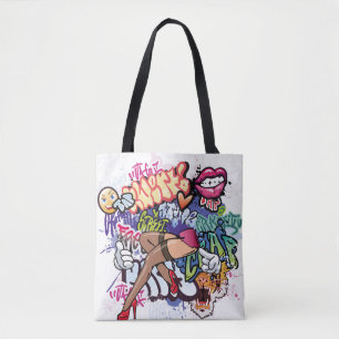 Graffiti illustration with street graffiti letters tote bag