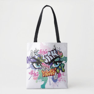 Graffiti illustration with street graffiti letters tote bag