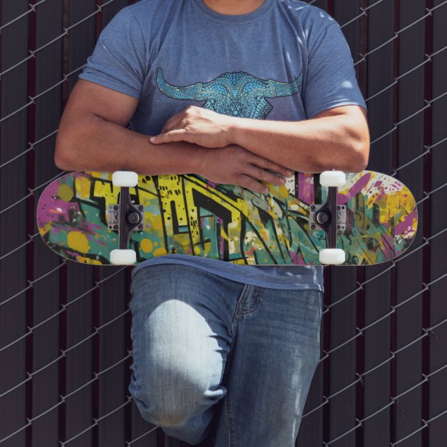 Graffiti in magenta and yellow skateboard (Outdoor 3)