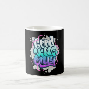 Graffiti inscription good vibes coffee mug