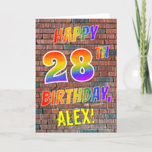 Graffiti Inspired Rainbow Look HAPPY 28TH BIRTHDAY Card
