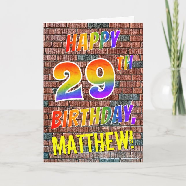 Graffiti Inspired Rainbow Look HAPPY 29TH BIRTHDAY Card (Front)