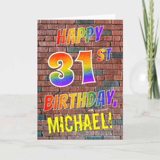 Graffiti Inspired Rainbow Look HAPPY 31ST BIRTHDAY Card (Front)