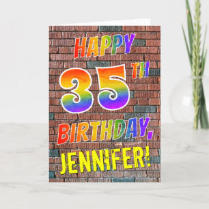 Graffiti Inspired Rainbow Look HAPPY 35TH BIRTHDAY Card