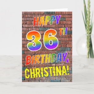 Graffiti Inspired Rainbow Look HAPPY 36TH BIRTHDAY Card