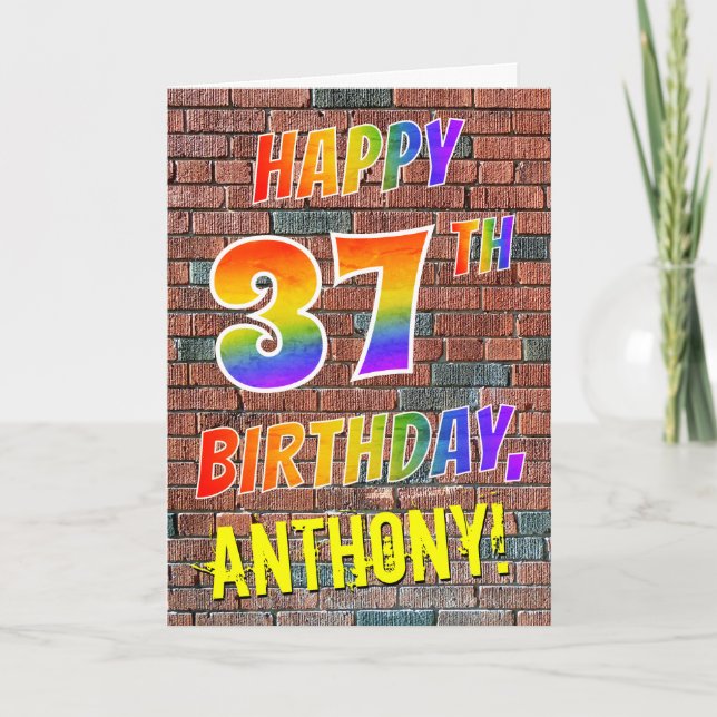 Graffiti Inspired Rainbow Look HAPPY 37TH BIRTHDAY Card (Front)