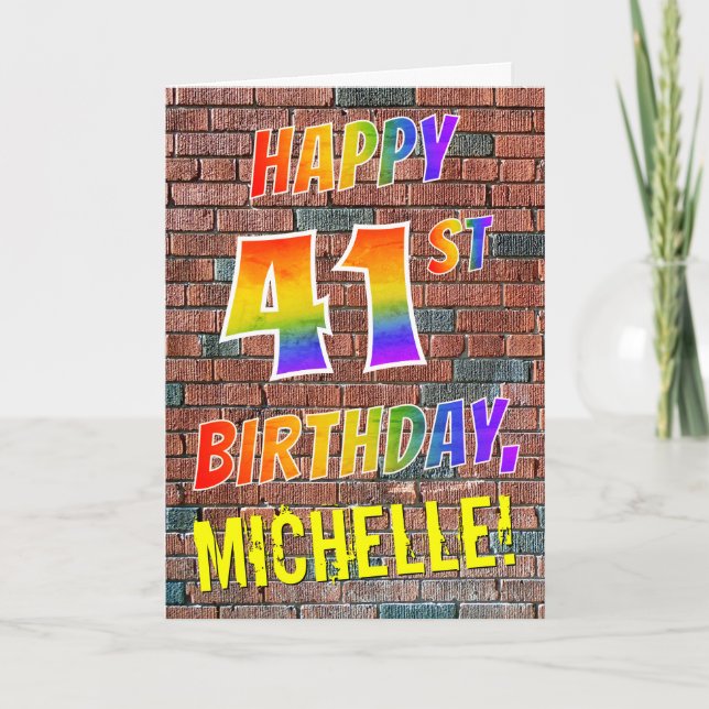 Graffiti Inspired Rainbow Look HAPPY 41ST BIRTHDAY Card (Front)