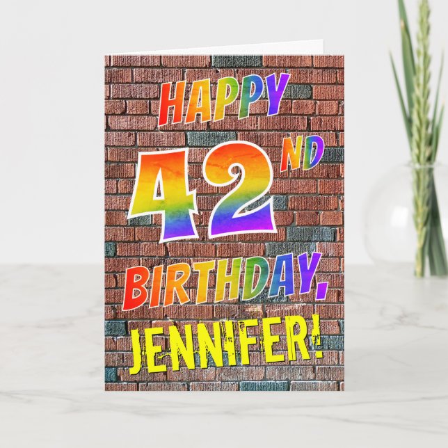 Graffiti Inspired Rainbow Look HAPPY 42ND BIRTHDAY Card (Front)
