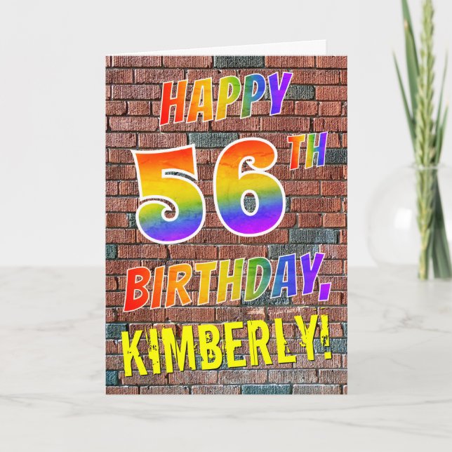 Graffiti Inspired Rainbow Look HAPPY 56TH BIRTHDAY Card (Front)