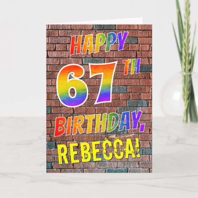 Graffiti Inspired Rainbow Look HAPPY 67TH BIRTHDAY Card (Front)