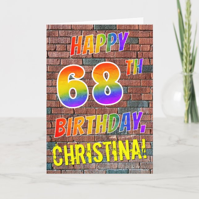 Graffiti Inspired Rainbow Look HAPPY 68TH BIRTHDAY Card (Front)