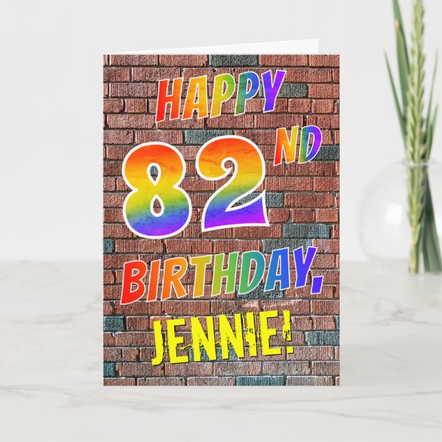 Graffiti Inspired Rainbow Look HAPPY 82ND BIRTHDAY Card (Front)