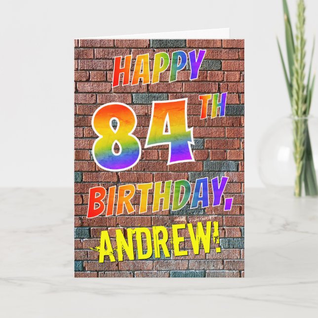 Graffiti Inspired Rainbow Look HAPPY 84TH BIRTHDAY Card (Front)