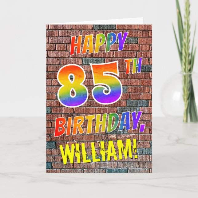 Graffiti Inspired Rainbow Look HAPPY 85TH BIRTHDAY Card (Front)