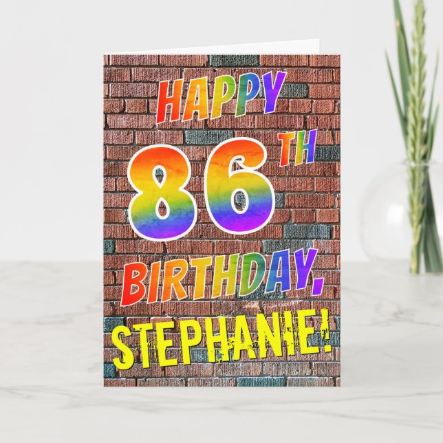 Graffiti Inspired Rainbow Look HAPPY 86TH BIRTHDAY Card (Front)