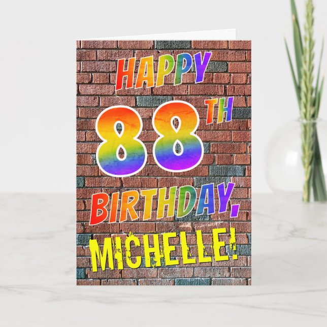 Graffiti Inspired Rainbow Look HAPPY 88TH BIRTHDAY Card (Front)