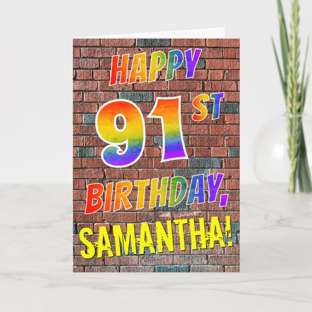 Graffiti Inspired Rainbow Look HAPPY 91ST BIRTHDAY Card (Front)