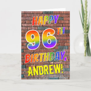 Graffiti Inspired Rainbow Look HAPPY 96TH BIRTHDAY Card