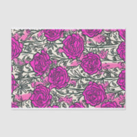 Graffiti Inspired Rose Pattern Pink Black
