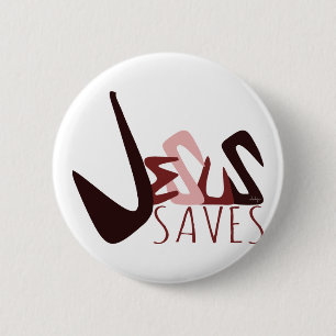 GRAFFITI JESUS SAVES in red 6 Cm Round Badge