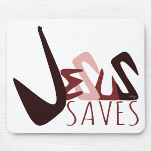 GRAFFITI JESUS SAVES in red Mouse Mat