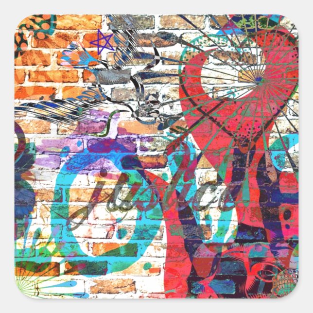 Graffiti Justice Square Sticker (Front)