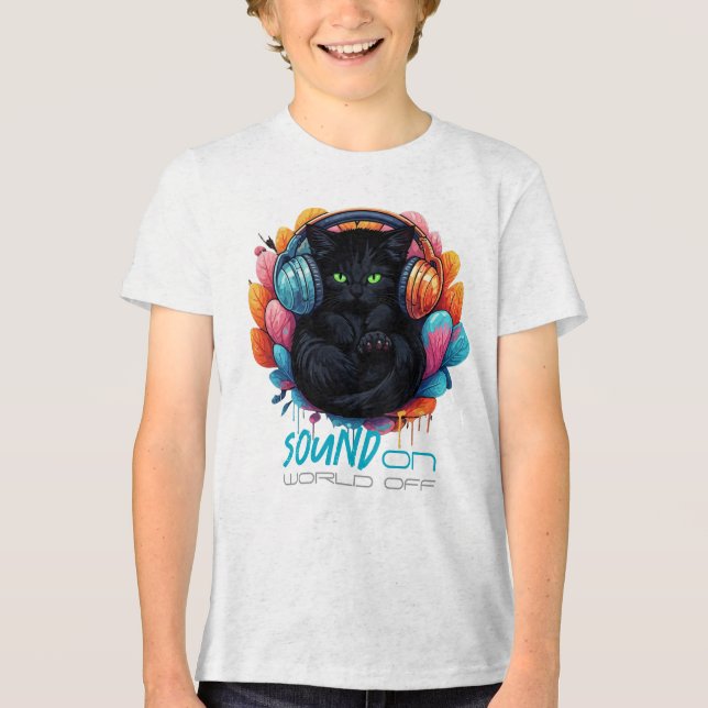 Graffiti Kitty Vibe Apparel - Black Tri-Blend Shirt (Front)