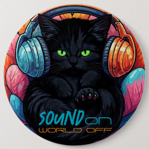 Graffiti Kitty Vibe Button - Black