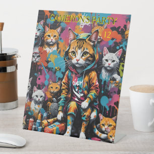 Graffiti Legend Street Cat 12th Birthday Pedestal Sign