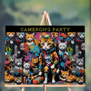 Graffiti Legend Street Cat Add Name Welcome Party Acrylic Sign