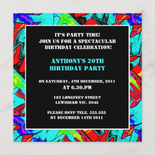 Graffiti Letters Birthday Invitation