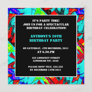 Graffiti Letters Birthday Invitation