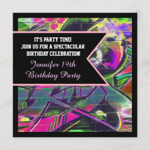 Graffiti Letters Birthday Invitation