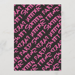 Graffiti Look Fashion Girl Sweet 16 Birthday Invitation