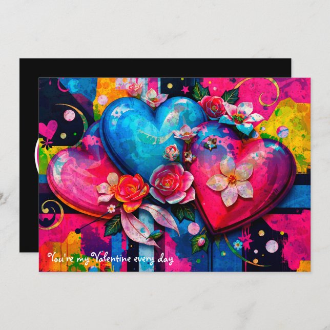 [Graffiti  Love} Goth Grunge Valentines Day Card (Front/Back)