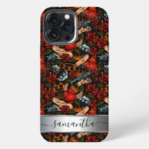 Graffiti Love hearts and Guns urban Monogram iPhone 13 Pro Max Case