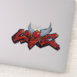 Graffiti Love Vinyl Sticker has a hip hop vibe.