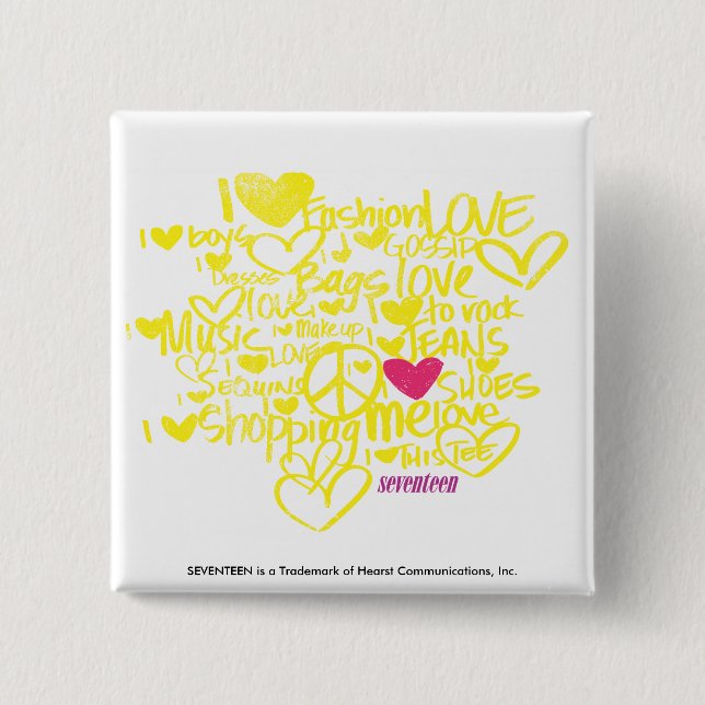 Graffiti Magenta/Yellow 15 Cm Square Badge (Front)