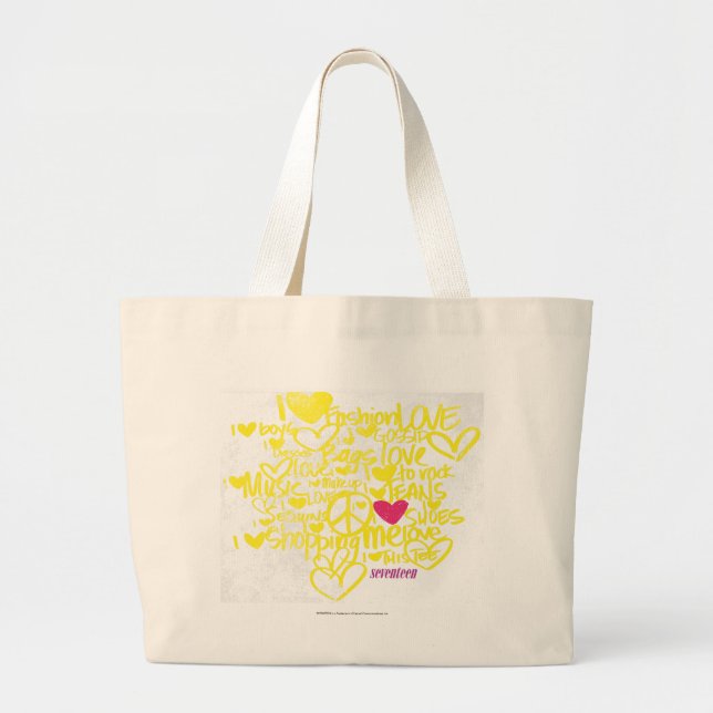Graffiti Magenta/Yellow Large Tote Bag (Front)