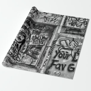 Graffiti Modern Black And White Urban Street Art Wrapping Paper