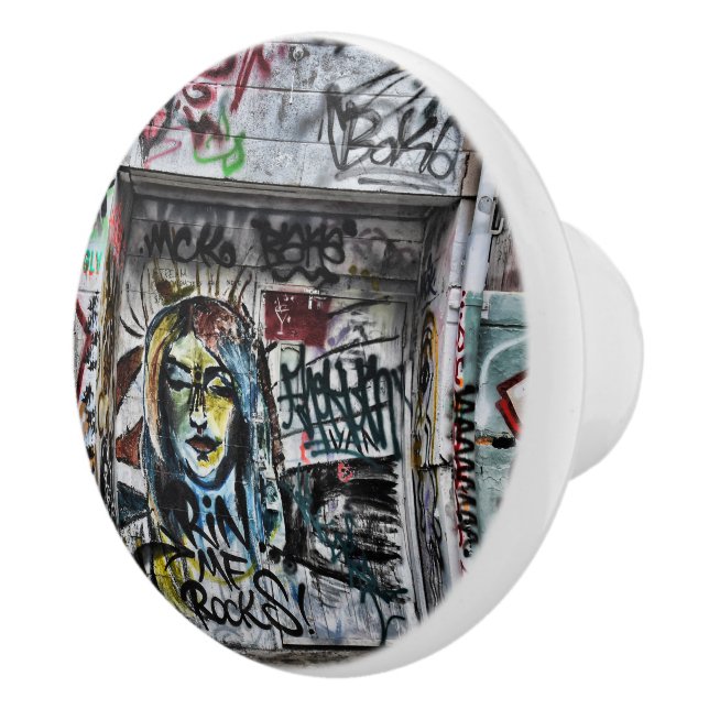 Graffiti Modern Cool Urban Street Art Ceramic Knob (Right)