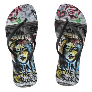 Graffiti Modern Cool Urban Street Art Flip Flops